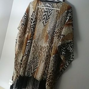 Animal Print Pancho Cardigan